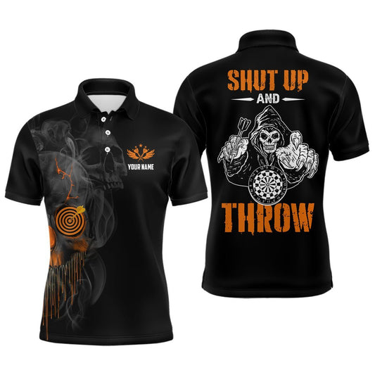 Herren Skull Darts Polo Shirt, individuell anpassbares Halloween Orange Darts Shirt für Männer, Dart Trikots Q647 - Climcat