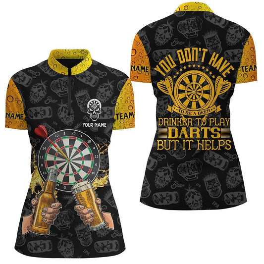 Individuell anpassbares Damen Beer Darts Quarter-Zip Shirt, Trink-Darts-Trikot - Du musst kein Profi sein! LDT0628 Y507 - Climcat