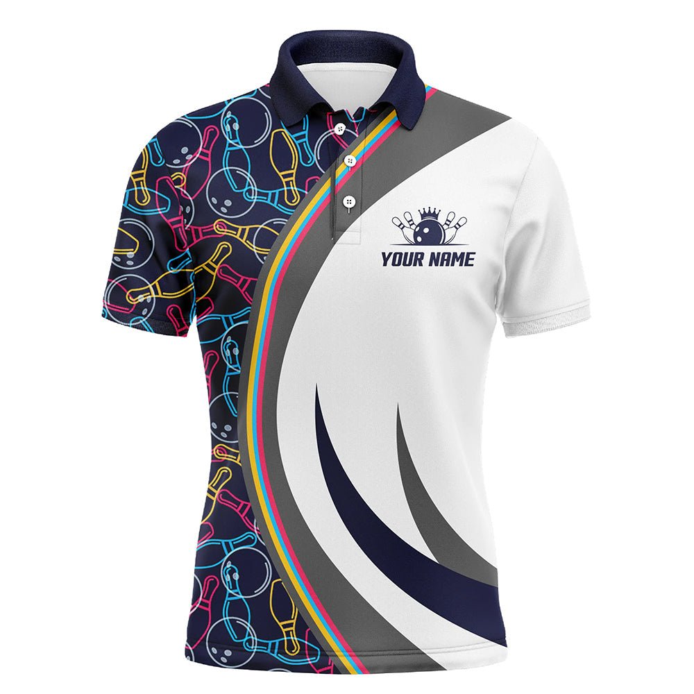 Individuell anpassbares Herren Bowling Polo Shirt in Navy, Bowling Trikot für Männer, Bowling Geschenk - Climcat