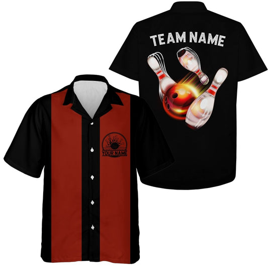 Individuell gestaltbare Retro-Bowling-Shirts für Männer und Frauen, Flammen-Bowling-Shirts für das Team - Climcat