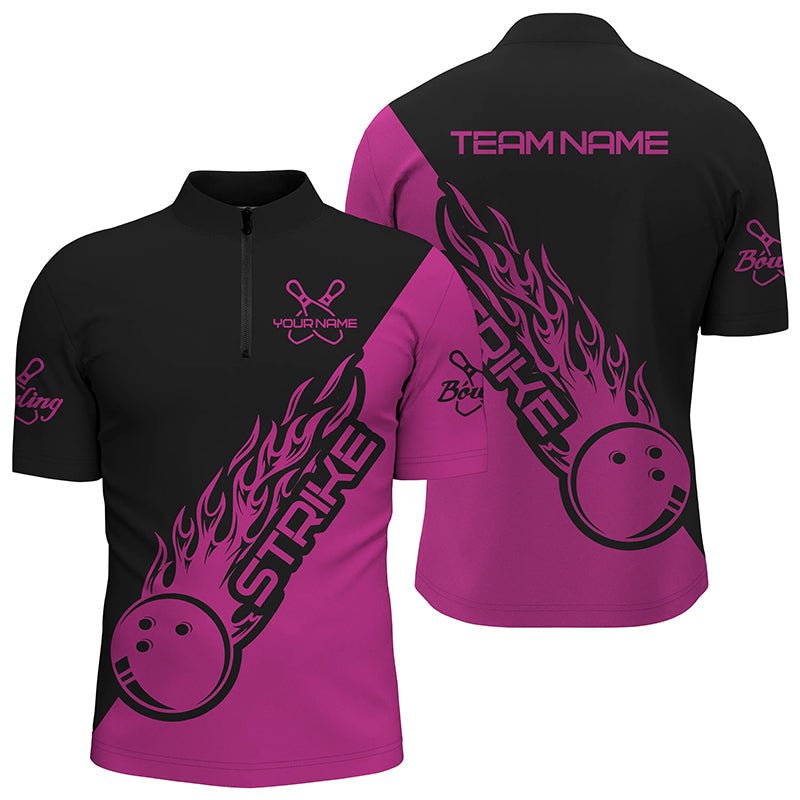 Individuell gestaltete Bowling-Shirts für Männer und Frauen, Bowling-Team-Shirts, Bowling Strike Pink - Climcat