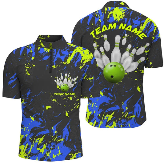 Individuell gestaltete Bowling-Trikots für Männer, personalisierte Bowling-Team-Shirts mit Bowling-Pin und Ball - Climcat