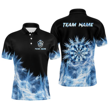 Individuell gestaltetes Herren Darts Polo Shirt in eisblauem Licht, maßgeschneidertes Darts Shirt für Männer, Darts Team Trikot g9322 - Climcat