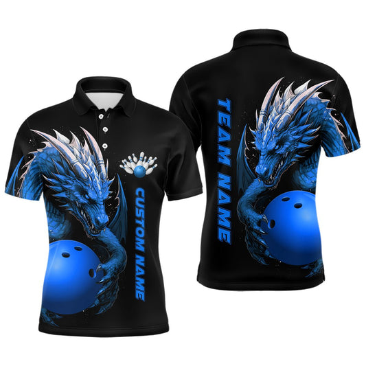 Individuelle blaue Drachen Herren Bowling Polo Shirts - Team Bowling Trikots - Bowling Bekleidung für Bowler P5294 - Climcat