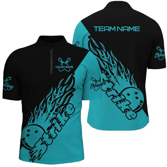 Individuelle Bowling-Shirts für Herren, Bowling-Teamshirts Bowling Strike | Ball Blau P5173 - Climcat