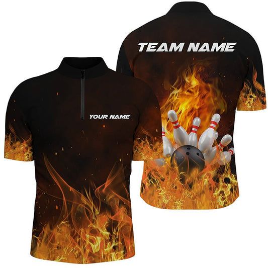 Individuelle Bowling-Shirts für Herren und Damen, personalisierte Flammen-Bowling-Teamtrikots P5165 - Climcat