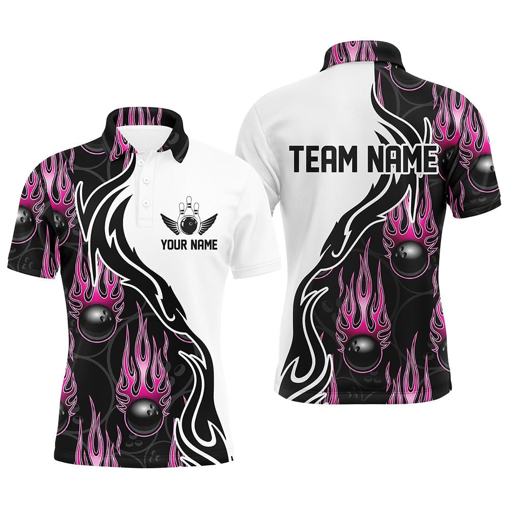 Individuelle Bowling-Shirts für Herren und Damen, personalisierte Flammen-Bowling-Teamtrikots | Pink P5005 - Climcat