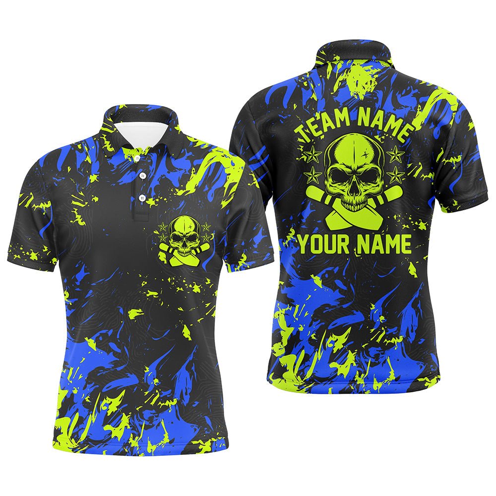 Individuelle Bowlingtrikots für Herren, personalisierte Skull Bowling Team Shirts Bowling Pin P5182 - Climcat