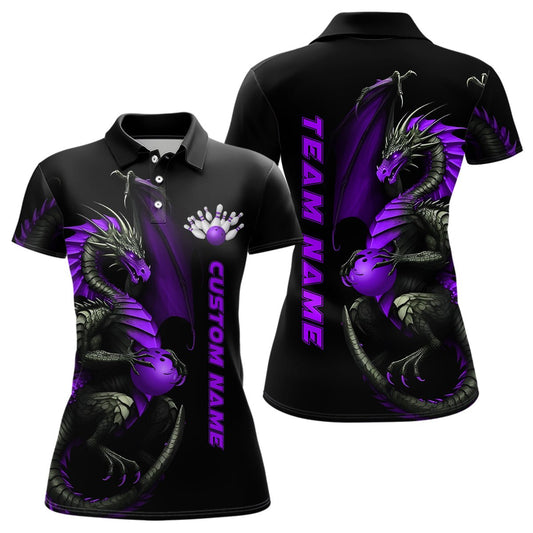 Individuelle Lila Drachen Bowling Polo Shirts für Damen - Team Bowling Trikots - Bowler Outfit - P5334 - Climcat