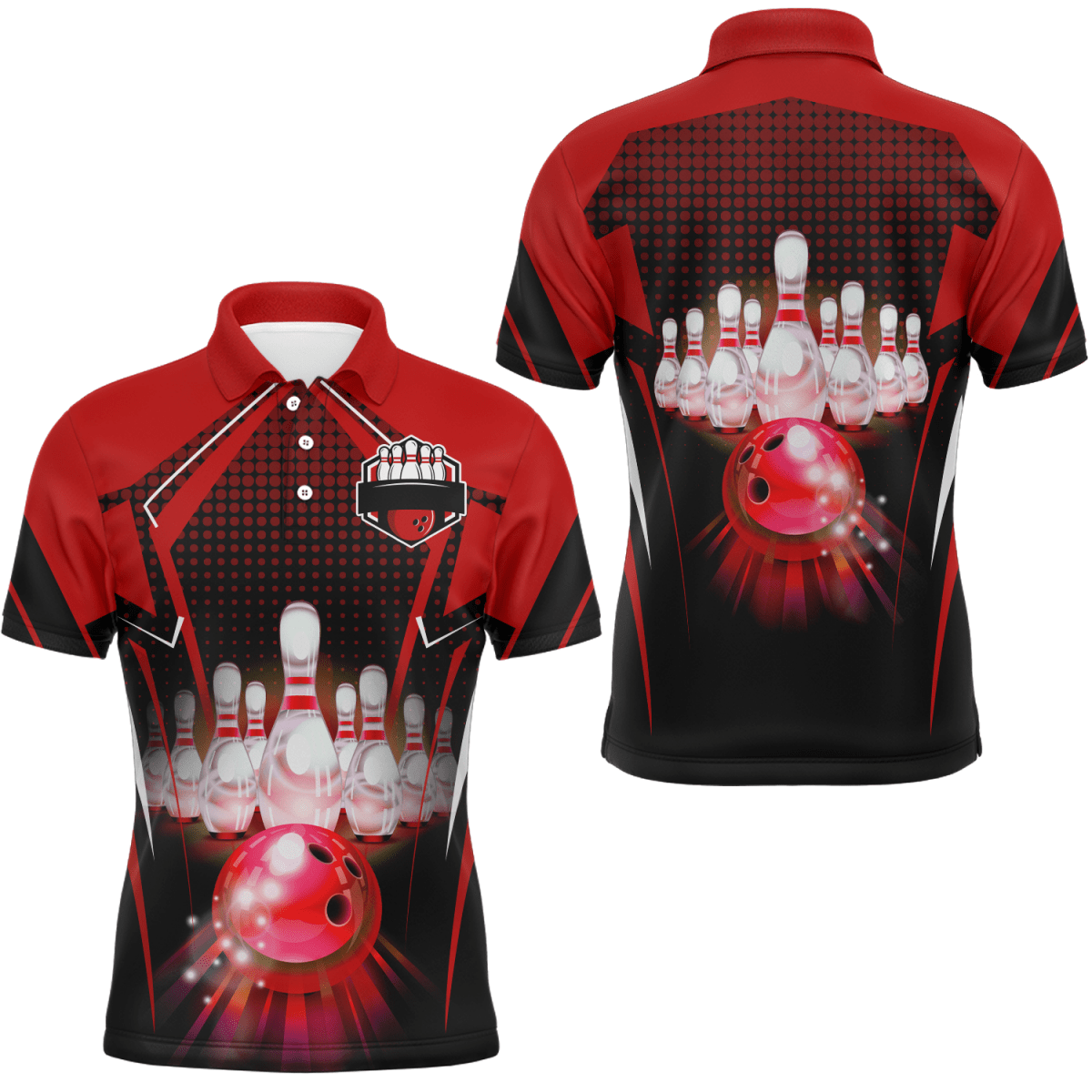 Individuelles Bowling-Trikot mit Namen und Teamnamen - Personalisiertes Bowling-Poloshirt für Herren Z59 - Climcat