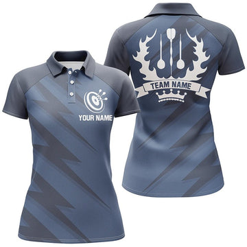 Individuelles Damen Navy Lightning Basic Darts Polo Shirt, cooles Darts Trikot für Frauen G852 - Climcat