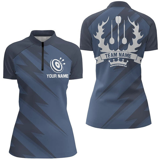 Individuelles Damen Navy Lightning Basic Darts Shirt - Coole Darts-Trikot für Frauen LDT0318 P789 - Climcat