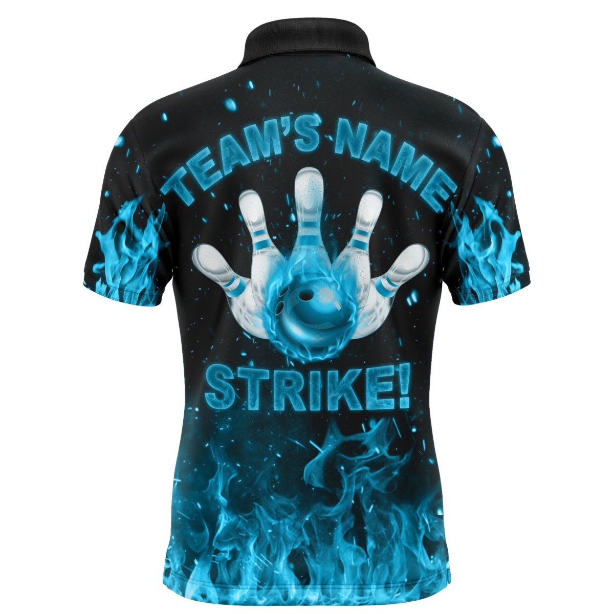 Individuelles Flammen Bowling-Shirt für Herren, Strike Bowling Trikot für Team Fire League Bowling Polo Shirt - Climcat