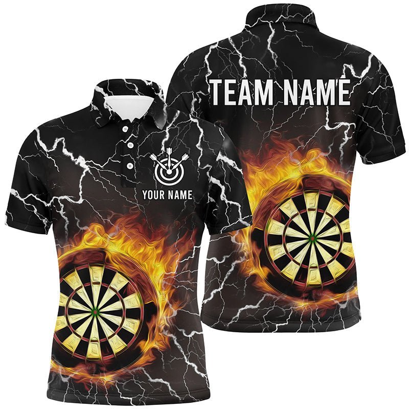 Individuelles Herren Dart Polo Shirt mit Flammen, Donner und Blitz, Dart Shirt für Männer, Dart Trikots g2754 - Climcat