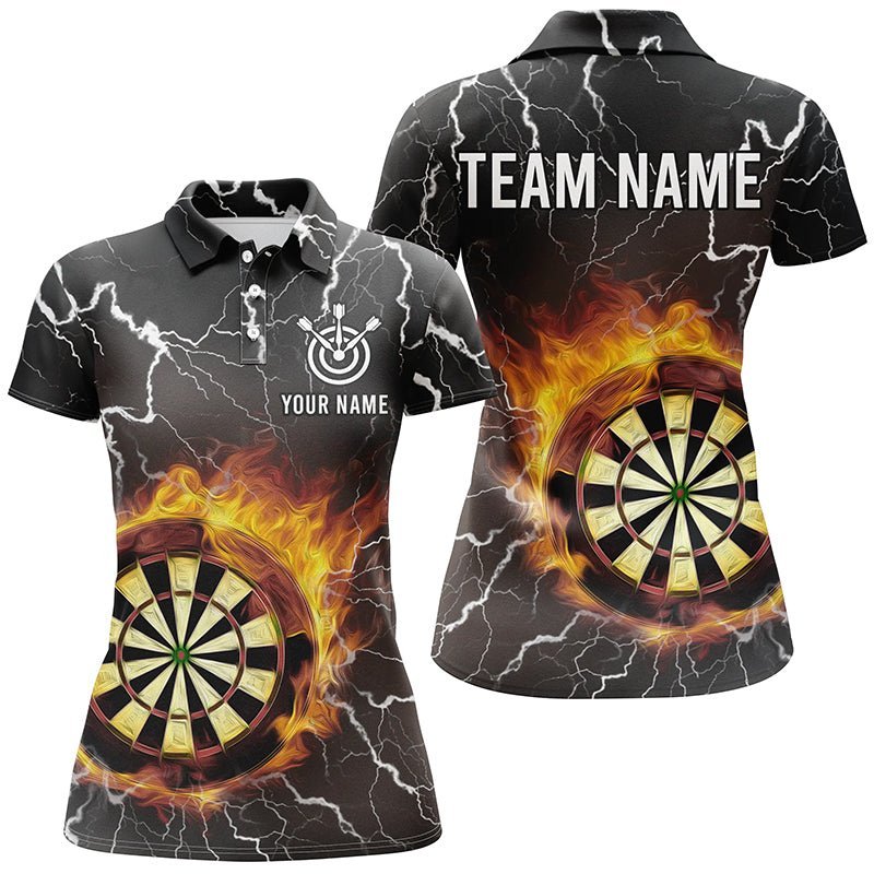 Individuelles Polo-Shirt mit Flammen-Darts, Donner und Blitz, Dart-Shirt für Frauen, Dart-Trikots I567 - Climcat