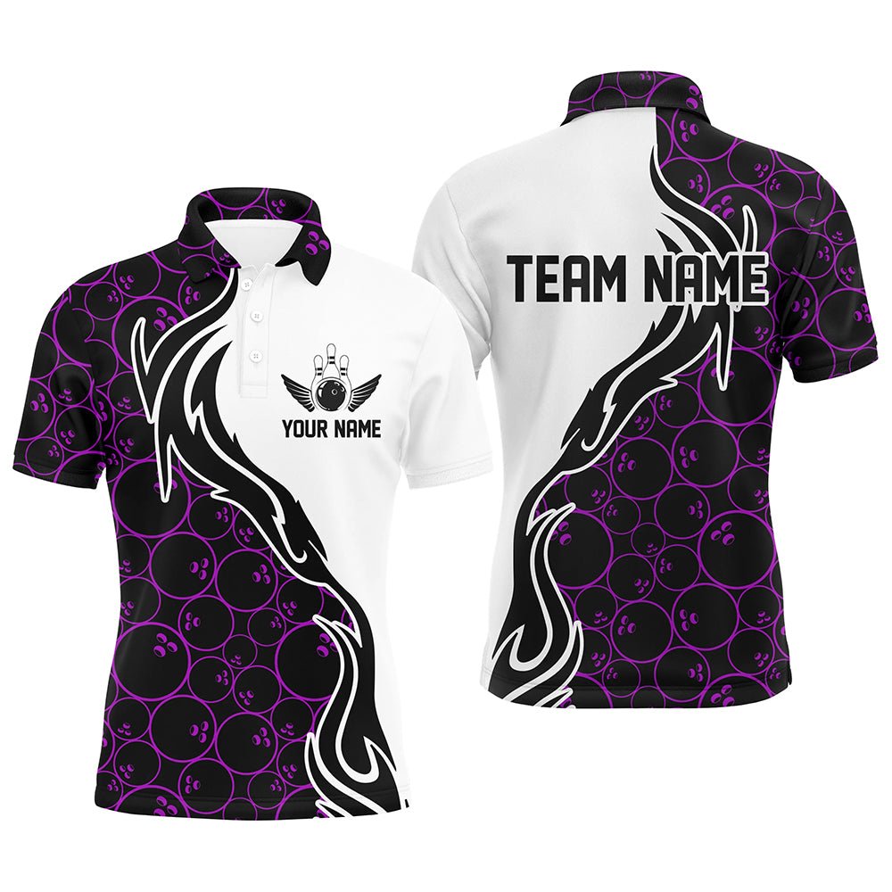 Lila Bowlingmuster Individuelle Herren Bowling Polo Shirts Flammen Bowling Team Trikots Turnier P5310 - Climcat