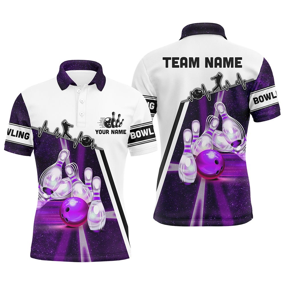 Lila Galaxie Licht Bowling Kugel Pins - Personalisierte Bowling Polo Team Liga Trikots, Bowling Geschenke Q6768 - Climcat