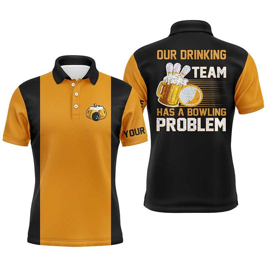 Lustige Bowling-Shirts für Herren mit individuellem Namen - Unser Trinkteam hat ein Bowling-Problem - Bowling-Bier-Shirt Q4523 - Climcat