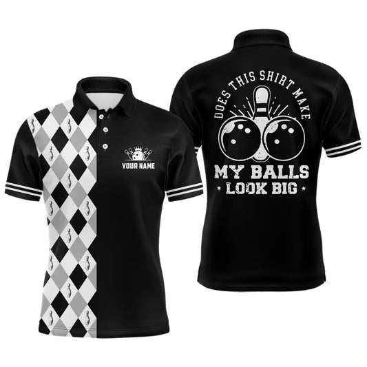 Lustige schwarze Retro-Bowling-Polo-Shirts für Herren - Individuell gestaltet - Macht dieses Shirt meine Bälle groß aussehen? Q6692 - Climcat