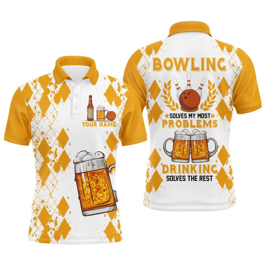 Lustiges Bier Bowling Herren Polo Shirt, Personalisiertes Team Kurzarm Herren Bowlers Trikot B18 - Climcat