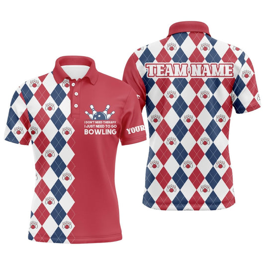 Lustiges Bowling Herren Polo Shirt, Personalisierter Name, Argyle Bowling Muster, Bowler Team Trikot B21 - Climcat