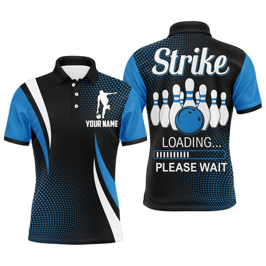 Lustiges Bowling-Shirt für Herren, individuell gestaltet mit Namen, blau, Polo-Bowling-Shirt, Herren-Bowlingtrikot B155 - Climcat