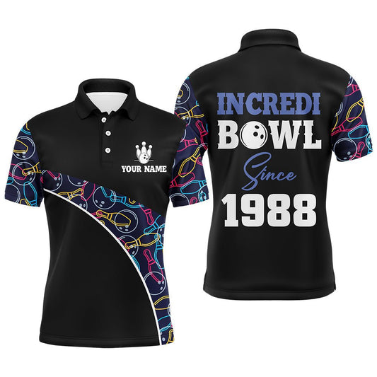 Lustiges Bowling-Shirt für Herren mit individuellem Namen - Incredi Bowl Seit Polo Kurzarm Bowler Trikot B114 - Climcat