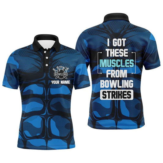 Lustiges Muskelmänner Bowling Polo Shirt | Personalisiertes Kurzarm Bowlers Trikot B60 - Climcat