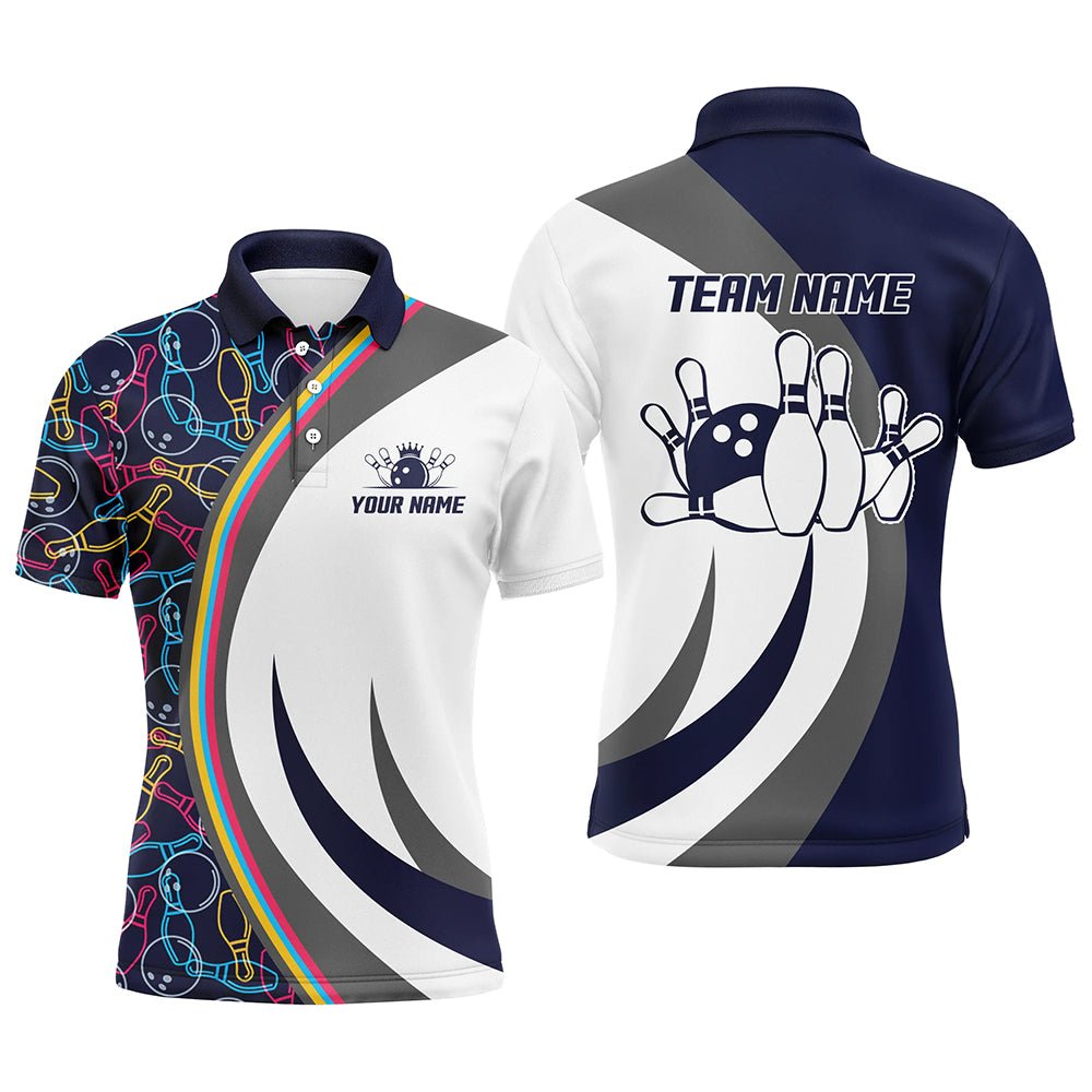 Marineblau Personalisiertes Bowling-Polo-Shirt für Herren - Hochwertiges Bowling-Trikot für Team und Geschenk - D25 - Climcat