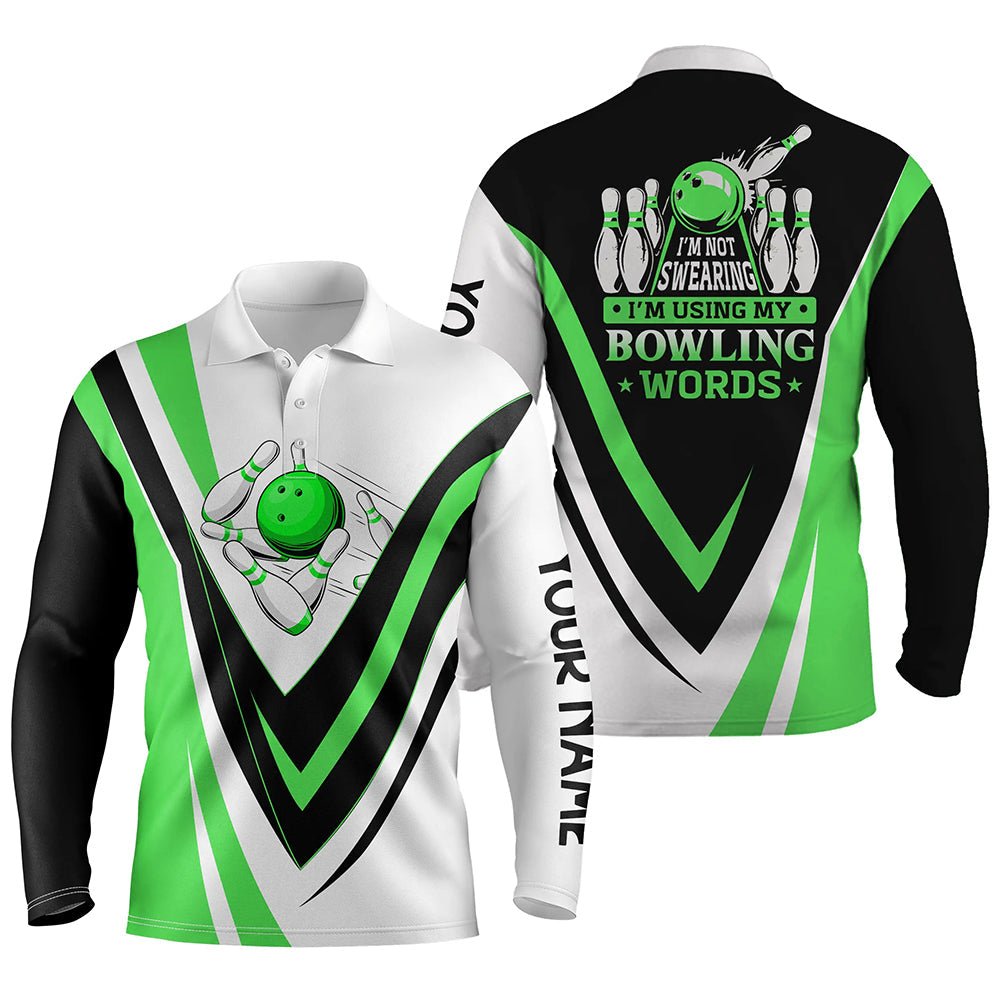 Maßgeschneiderte Bowling-Polo-Shirts für Herren - Mit meinen Bowling-Worten, nicht fluchend - Grüne Bowl-Shirts Q6632 - Climcat