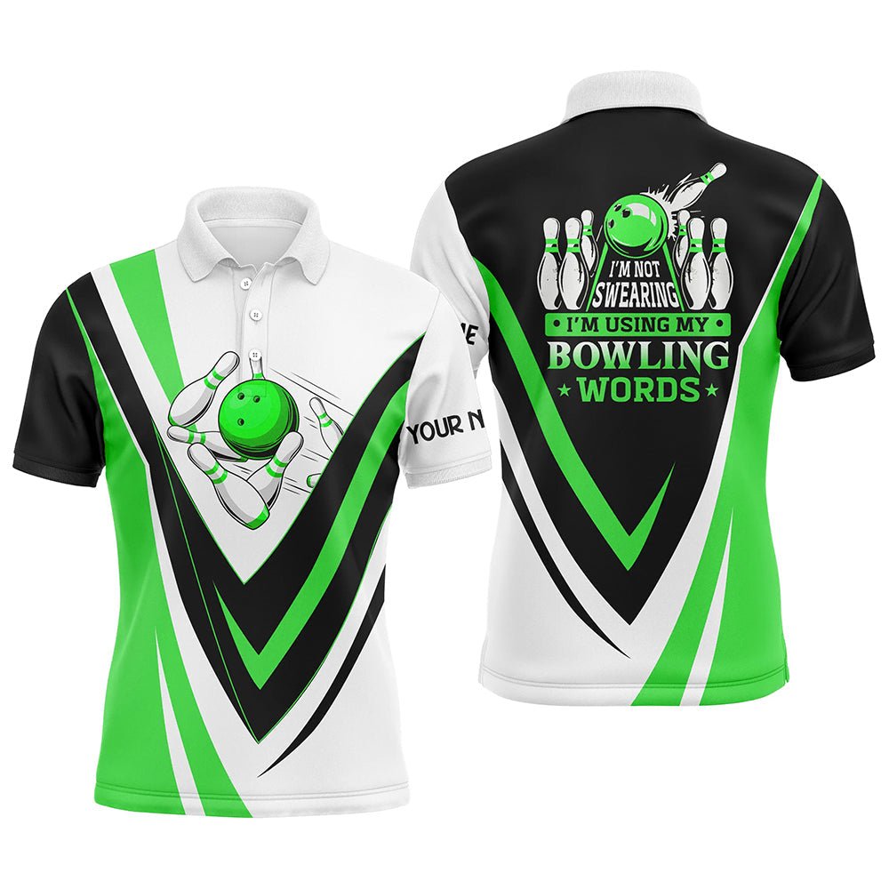 Maßgeschneiderte Bowling-Polo-Shirts für Herren - Mit meinen Bowling-Worten, nicht fluchend - Grüne Bowl-Shirts Q6632 - Climcat