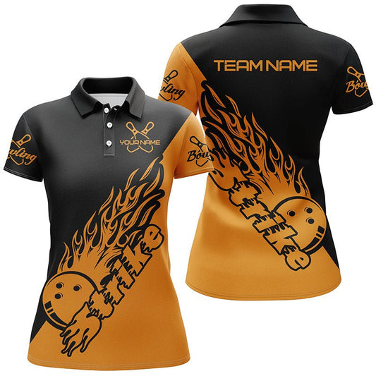 Maßgeschneiderte Bowling-Shirts für Damen, Bowling-Teamshirts Bowling Strike | Orange P5171 - Climcat