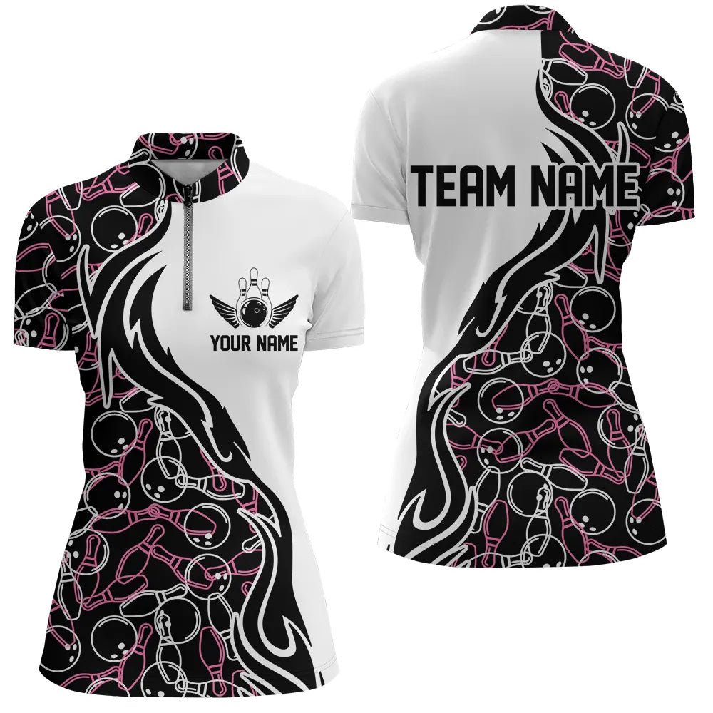 Maßgeschneiderte Bowling-Shirts für Damen, Personalisierte Bowling-Team Trikots mit Bowling-Muster P4503 - Climcat