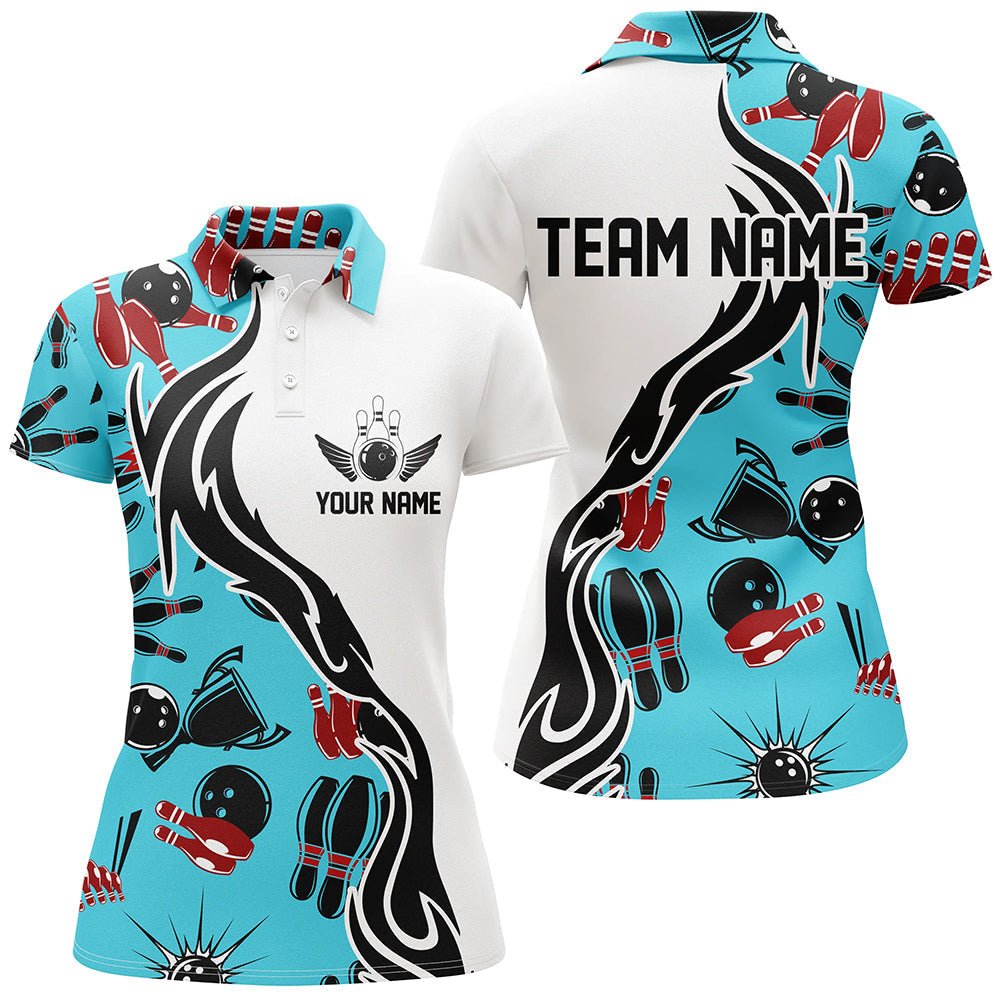 Maßgeschneiderte Bowling-Shirts für Damen, Personalisierte Bowling-Team Trikots mit Bowling-Muster P4956 - Climcat