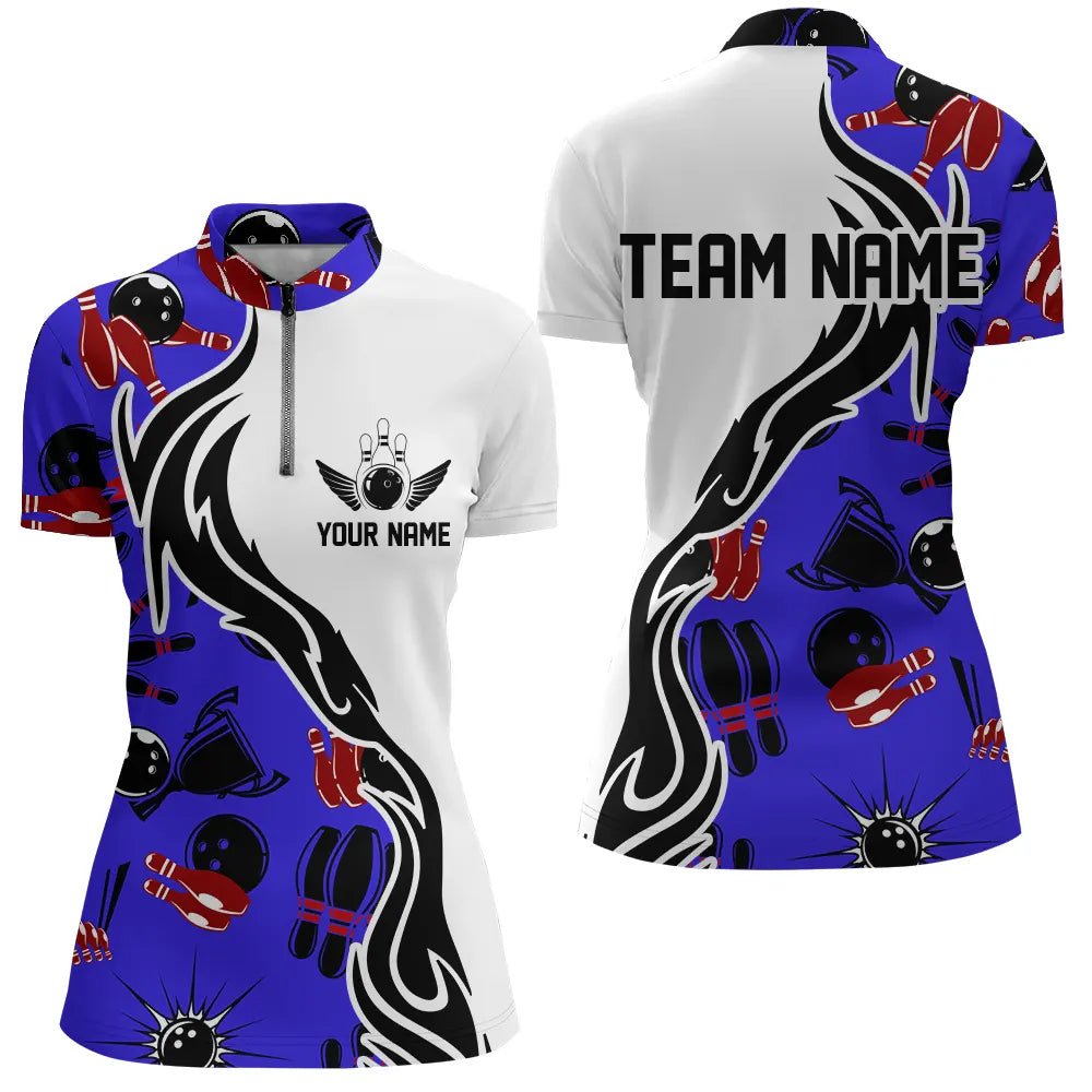 Maßgeschneiderte Bowling-Shirts für Damen, Personalisierte Bowling-Team Trikots mit Bowling-Muster P4957 - Climcat