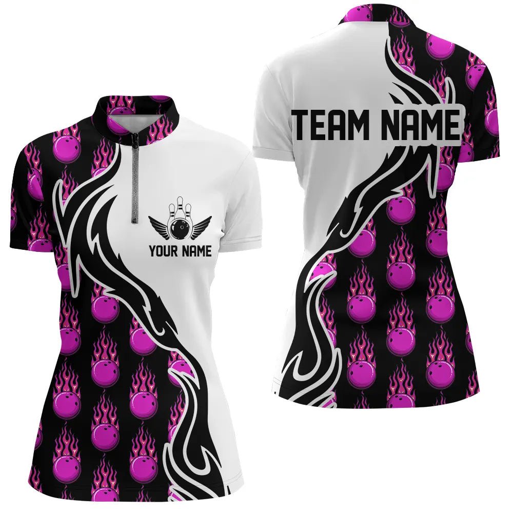 Maßgeschneiderte Bowling-Shirts für Damen, Personalisierte Bowling-Team Trikots mit Bowling-Muster P4961 - Climcat