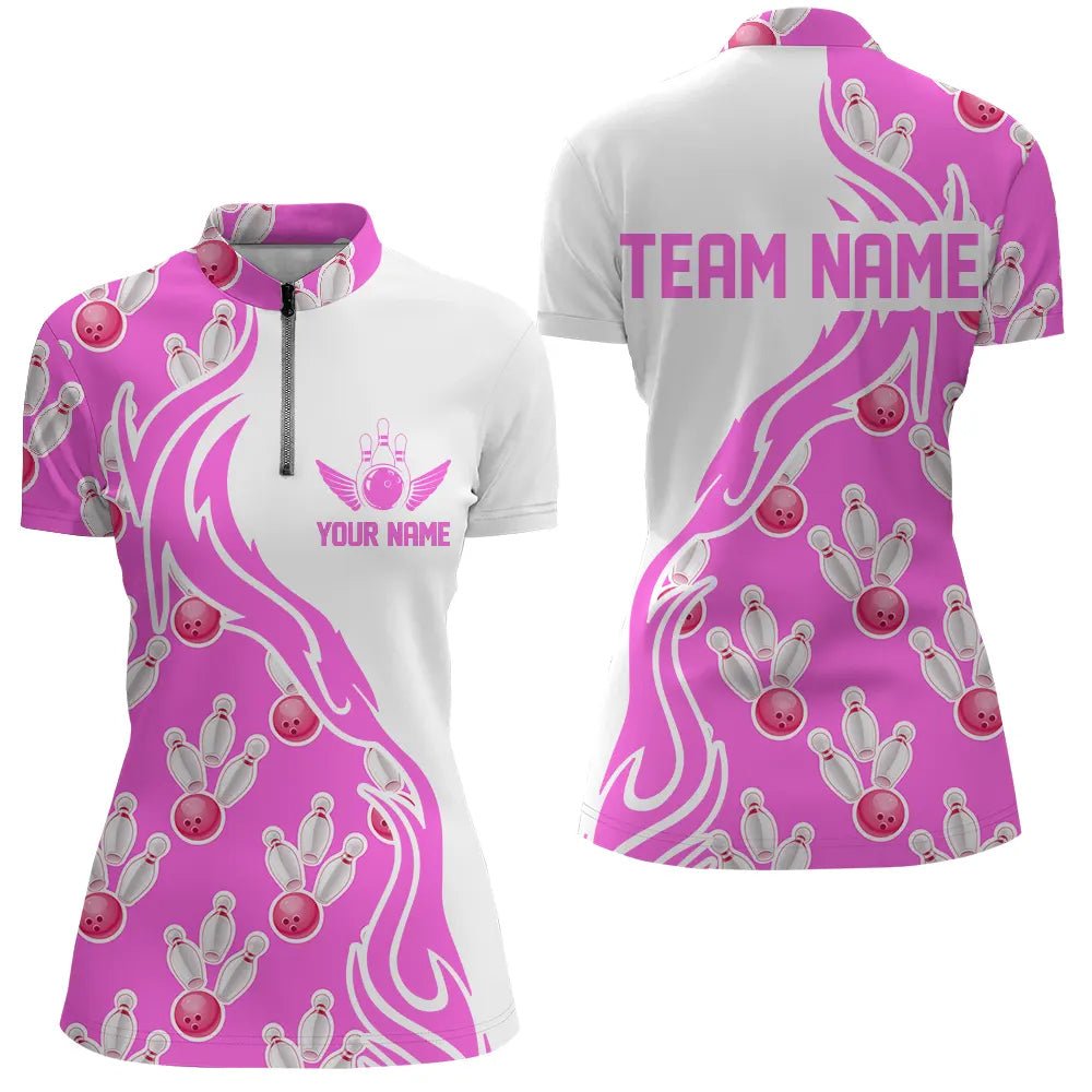 Maßgeschneiderte Bowling-Shirts für Damen, Personalisierte Bowling-Team Trikots mit Bowling-Muster P4963 - Climcat