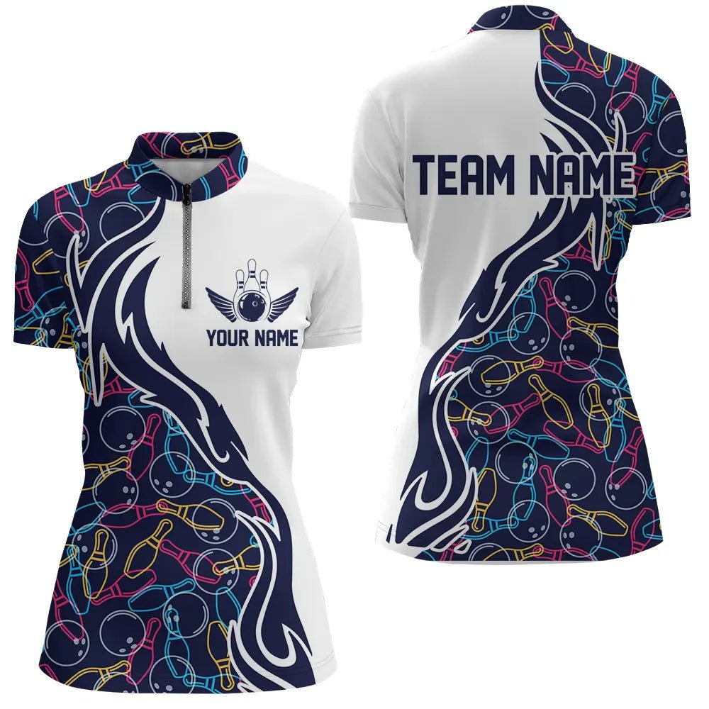 Maßgeschneiderte Bowling-Shirts für Damen, Personalisierte Bowling-Team Trikots P4494 - Climcat