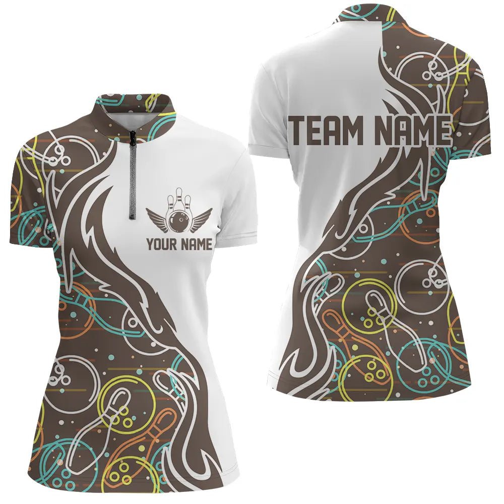 Maßgeschneiderte Bowling-Shirts für Damen, Personalisierte Bowling-Team Trikots P4496 - Climcat