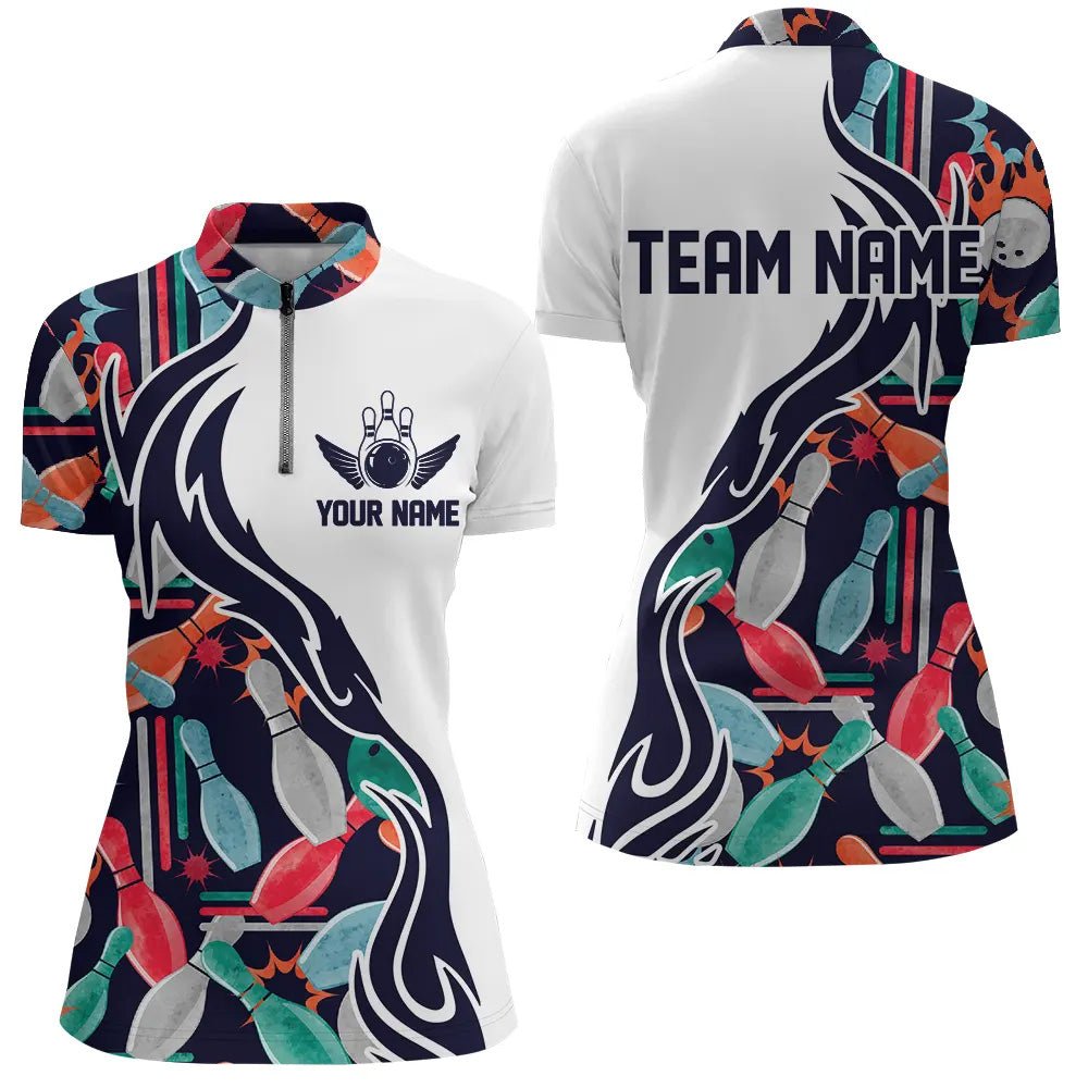 Maßgeschneiderte Bowling-Shirts für Damen, Personalisierte Bowling-Team Trikots P4596 - Climcat