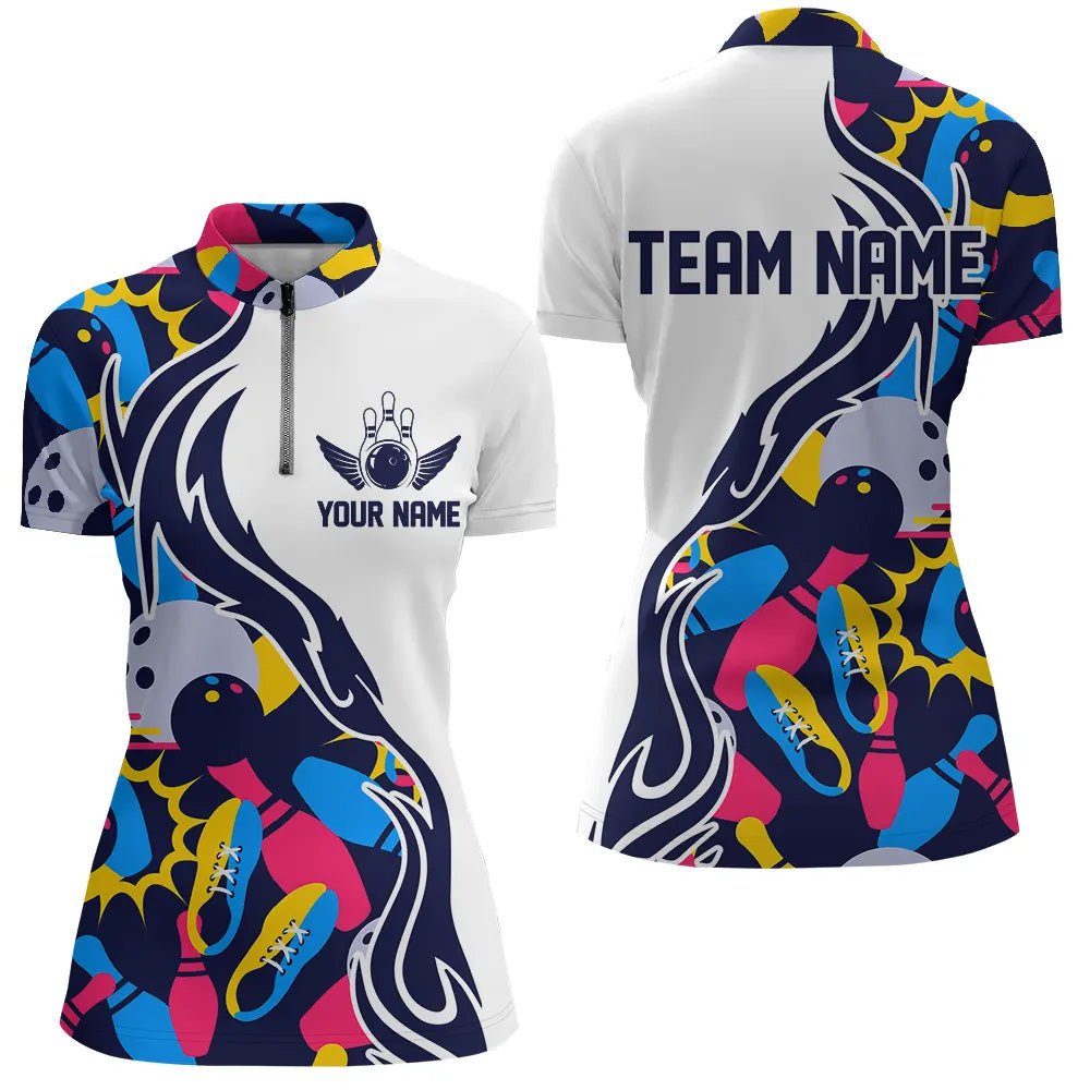 Maßgeschneiderte Bowling-Shirts für Damen, Personalisierte Bowling-Team Trikots P4597 - Climcat