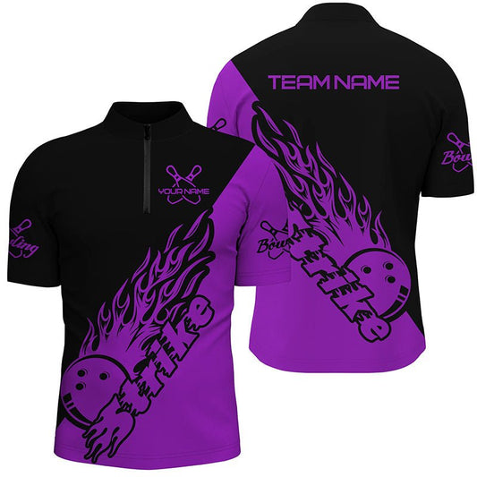 Maßgeschneiderte Bowling-Shirts für Herren, Bowling-Teamshirts Bowling Strike | Lila P5174 - Climcat