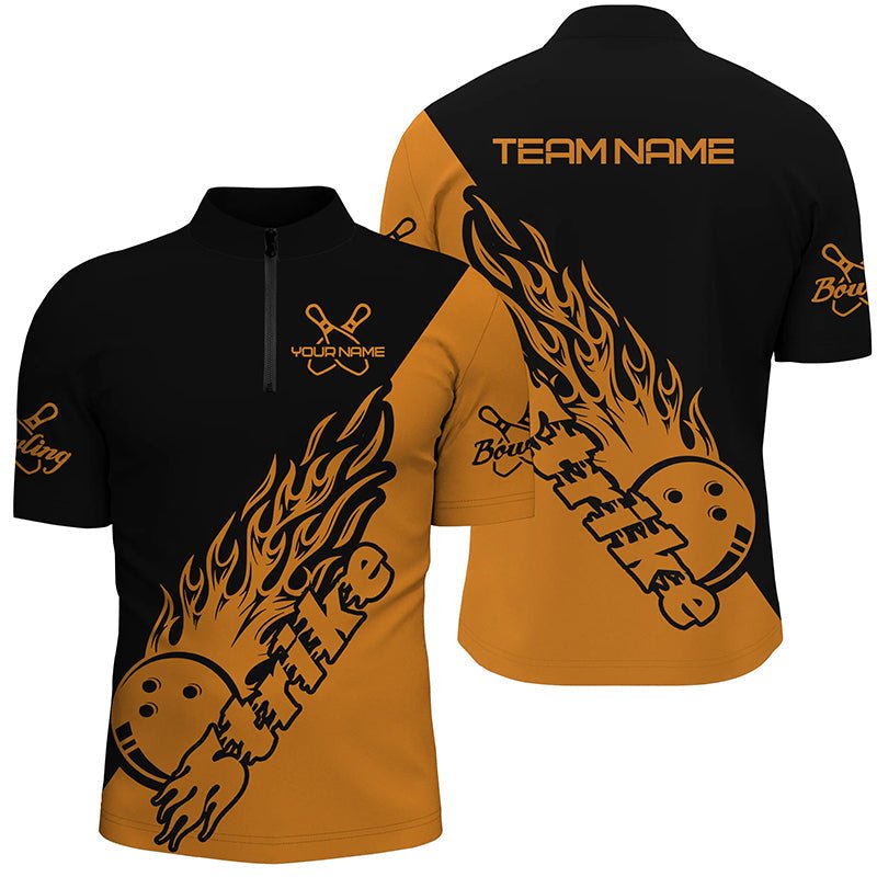 Maßgeschneiderte Bowling-Shirts für Herren, Bowling-Teamshirts Bowling Strike | Orange P5171 - Climcat