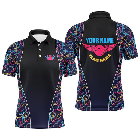 Maßgeschneiderte Bowlingmuster-Polo-Shirts für Herren, personalisierte Bowling-Teamtrikots Q5492 - Climcat