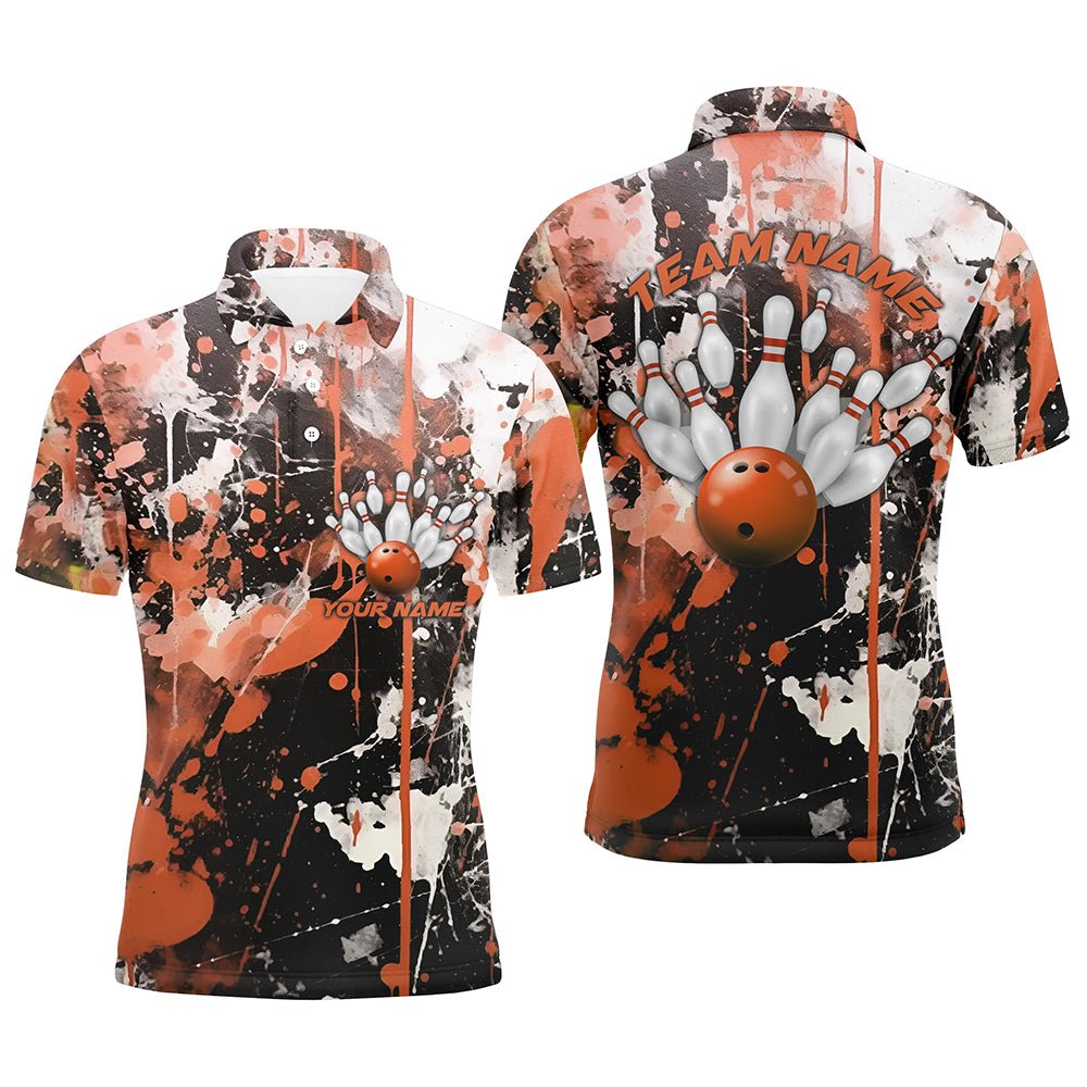 Orange Camo Bowling Team Shirts für Herren - Personalisierte Bowling Liga Trikots - Strike Bowling P5412 - Climcat