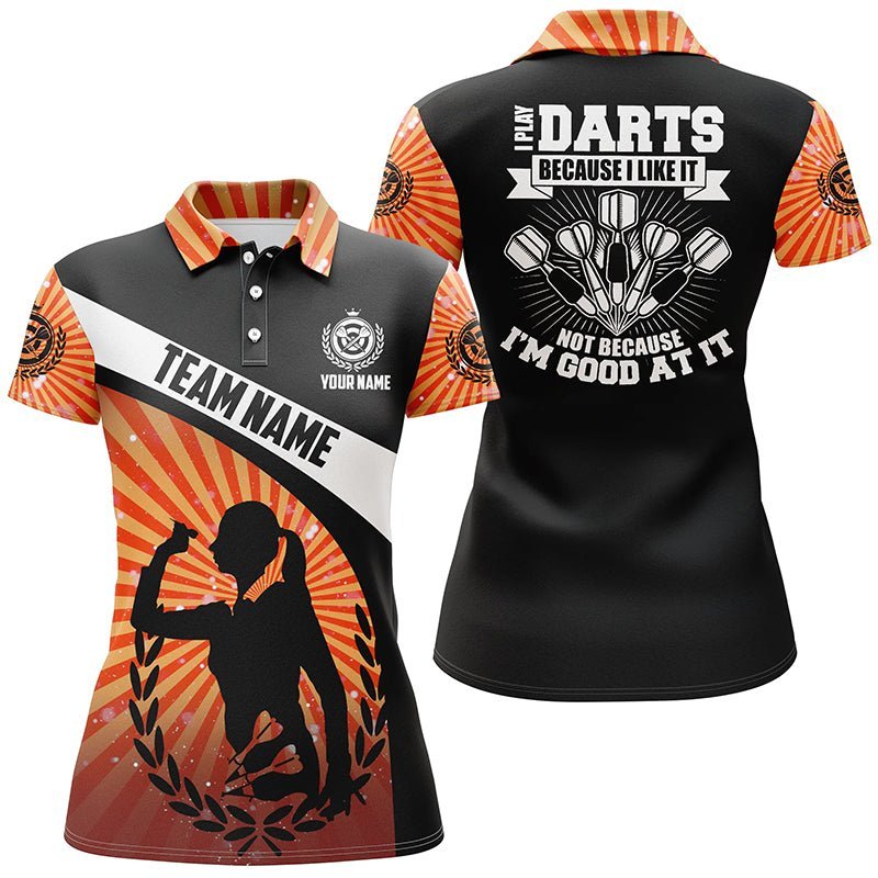 Orange Halo Damen Darts Polo Shirt, Dart Trikots für Frauen - Ich spiele Darts, weil es mir gefällt Y908 - Climcat