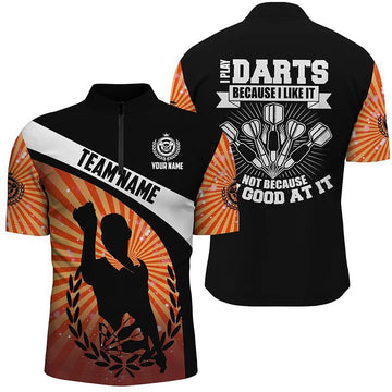 Orange Halo Darts Herren-Quarter-Zip-Shirt, Darttrikots, weil ich es mag, Darts zu spielen S603 - Climcat