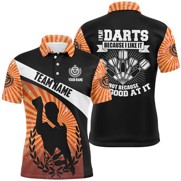 Orange Halo Herren Darts Polo Shirt, individuell anpassbares Dart-Trikot für Männer - Ich spiele Darts, weil es mir gefällt O199 - Climcat