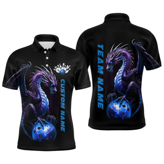 Personalisierte blaue Drachen Bowling Team Trikots Herren Polo Shirts Bowling Liga Shirts P5353 - Climcat