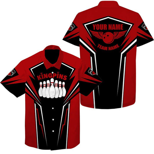 Personalisierte Bowling-Hawaiihemden mit individuellem Namen und Teamnamen - King Pins Bowling Trikots, Bowling Team Shirts Q4522 - Climcat